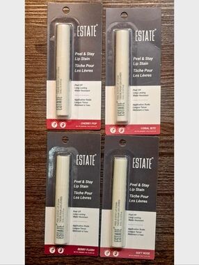 Estate Peel & Stay Lip Stain Set 4 Shades NWT All Day Color Viral Trend Lipliner